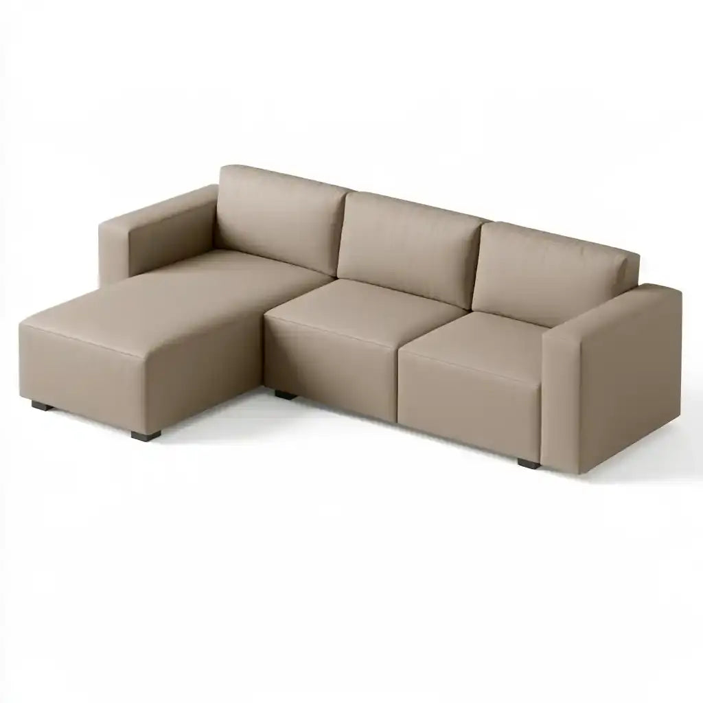 Sofá modular con asiento alargado lateral - beige