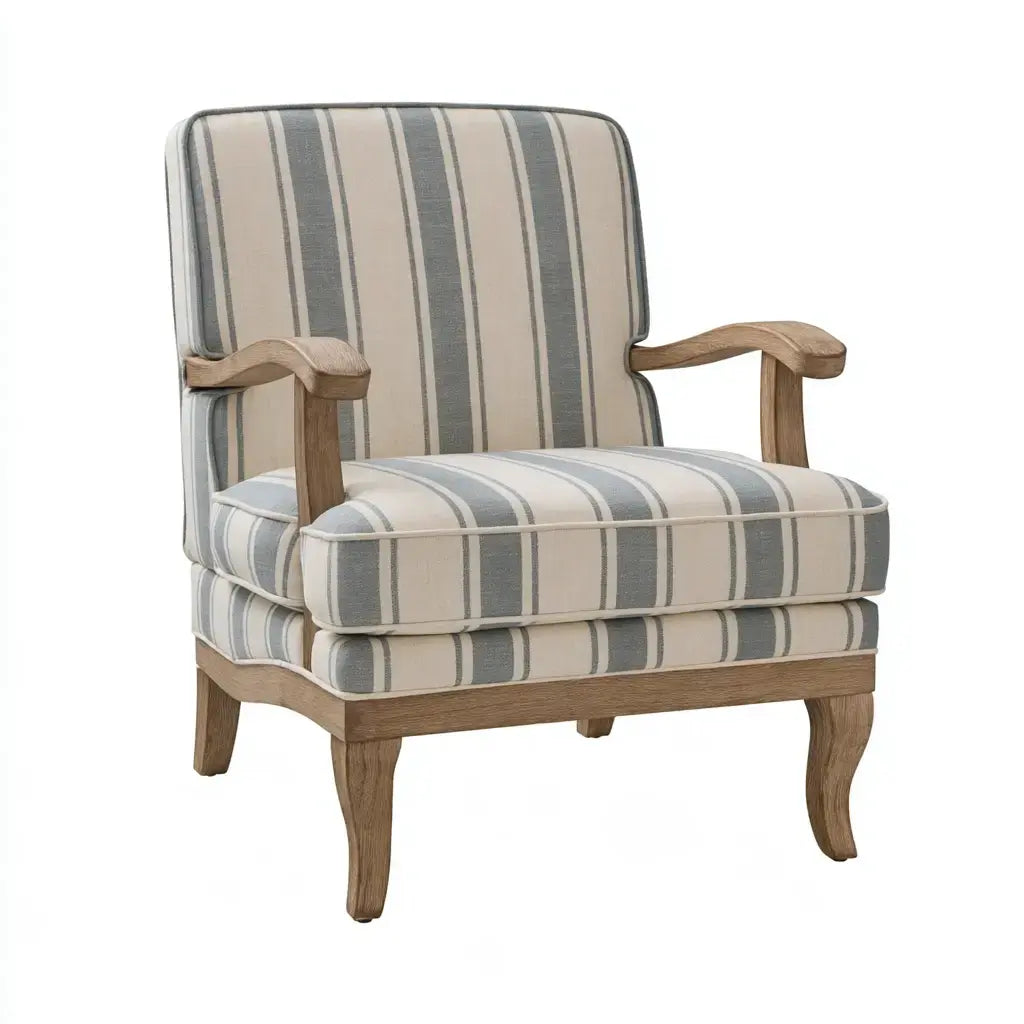 Sillón de respaldo alto con tapizado de rayas - beige/gris