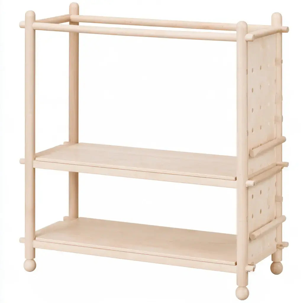 Estantería con tres niveles con postes redondos - beige