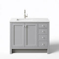 Mueble de baño con puertas molduradas y cajones laterales - gris/blanco
