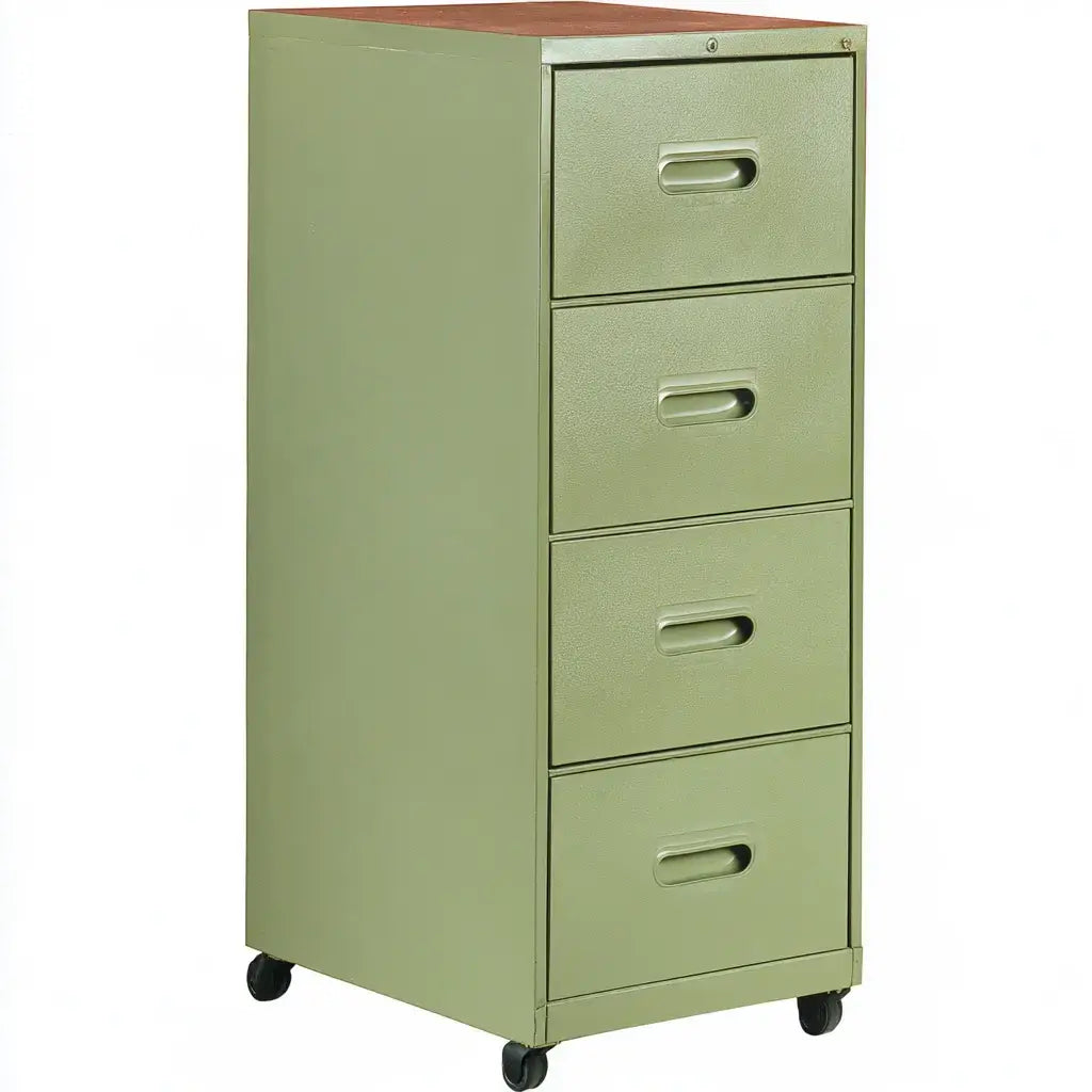 Cómoda con cuatro cajones y ruedas - verde