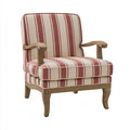 Sillón con tapizado de rayas y brazos abiertos - rojo/beige