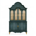 Vitrina con remate ornamental y puertas inferiores - verde
