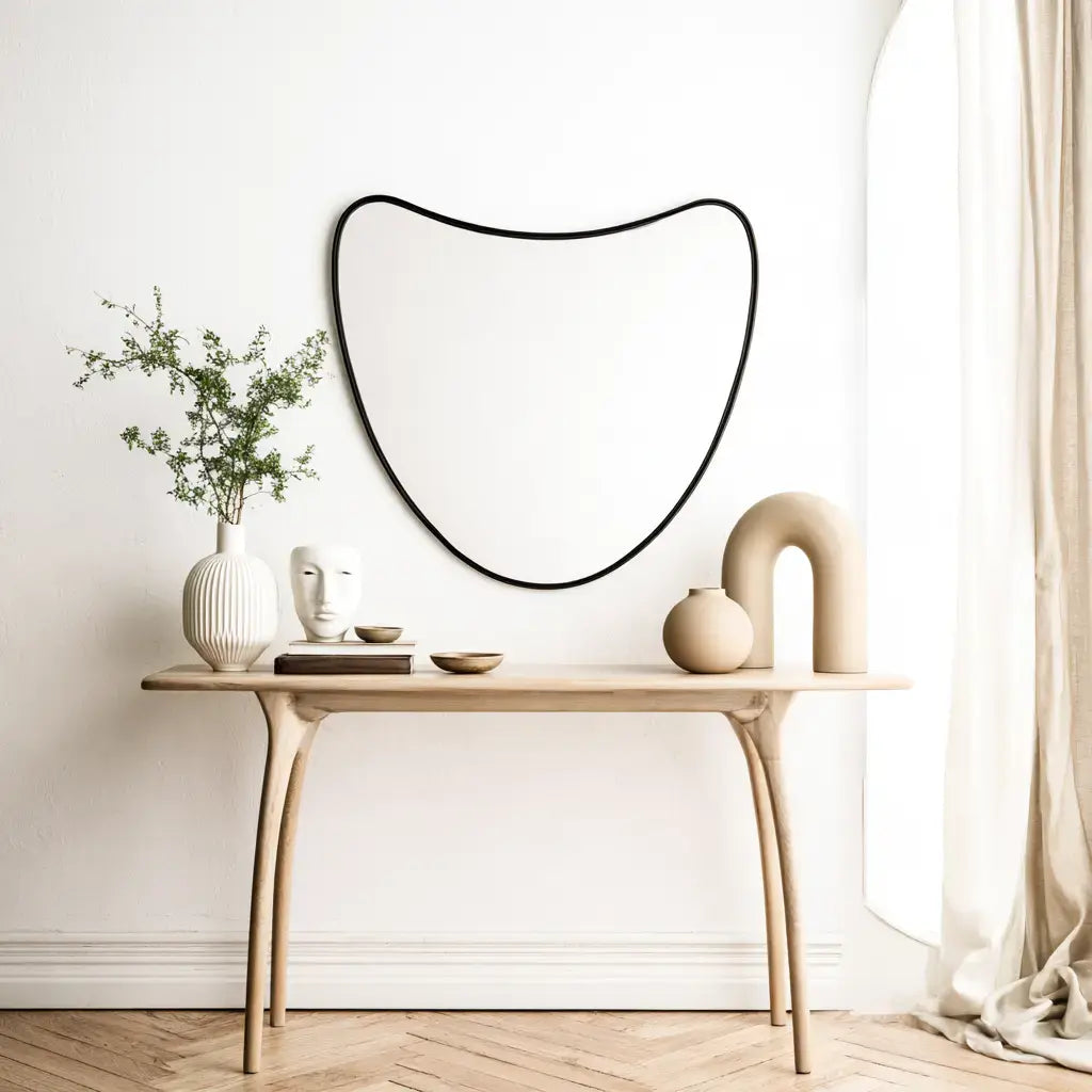 Espejo con forma triangular de esquinas curvas - negro