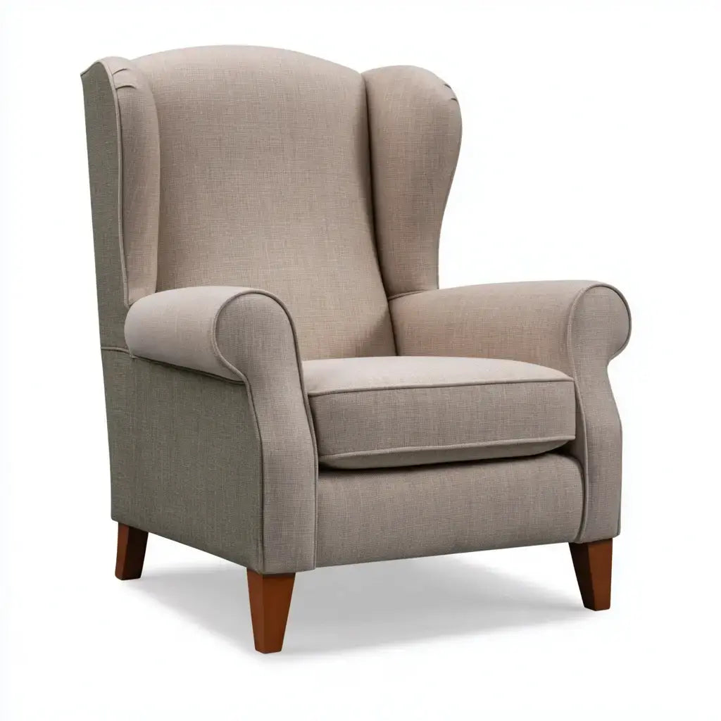 Sillón orejero con brazos redondos - gris