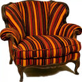 Sillón con tapizado de rayas y patas curvas - naranja/rojo/negro