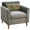 Sillón con brazos rectos y respaldo contrastado - gris/verde