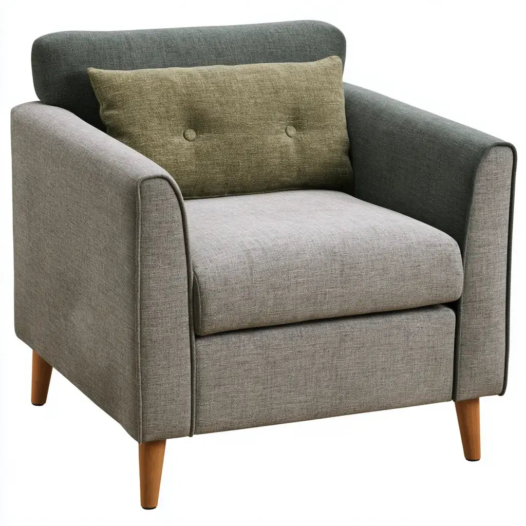 Sillón con brazos rectos y respaldo contrastado - gris/verde